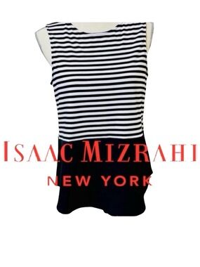IMNYC Isaac Mizrahi Black/White Stripe Tank (M)